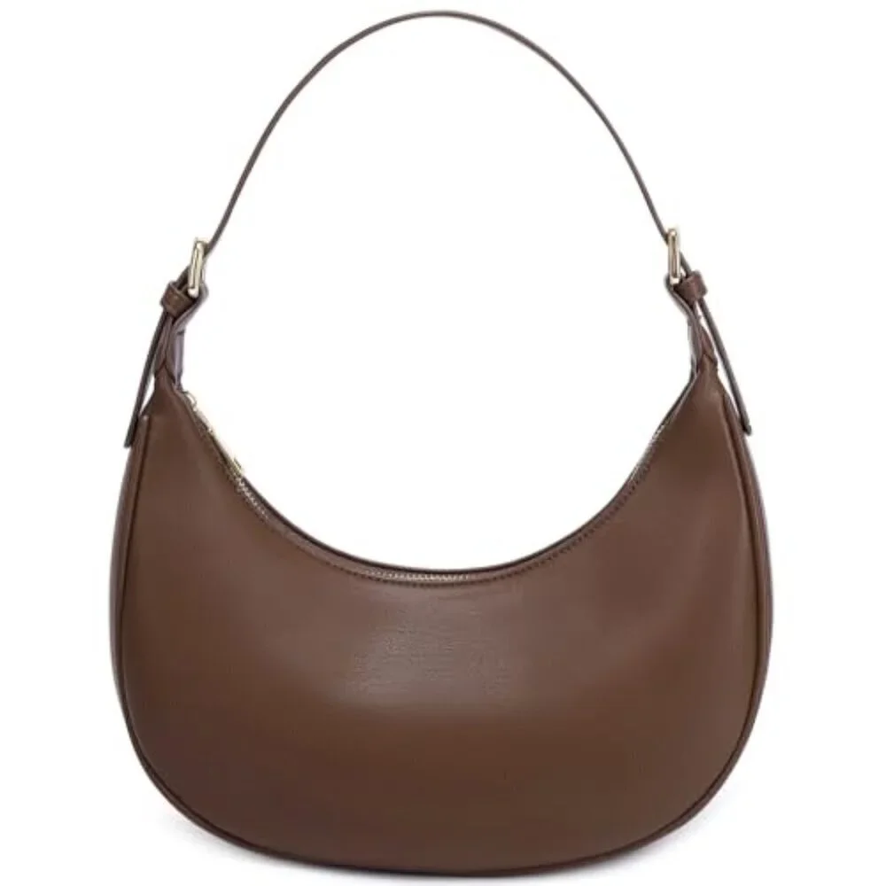 Faux Leather Hobo Bag Convertible Crossbody Chic Minimal Everyday Purse
